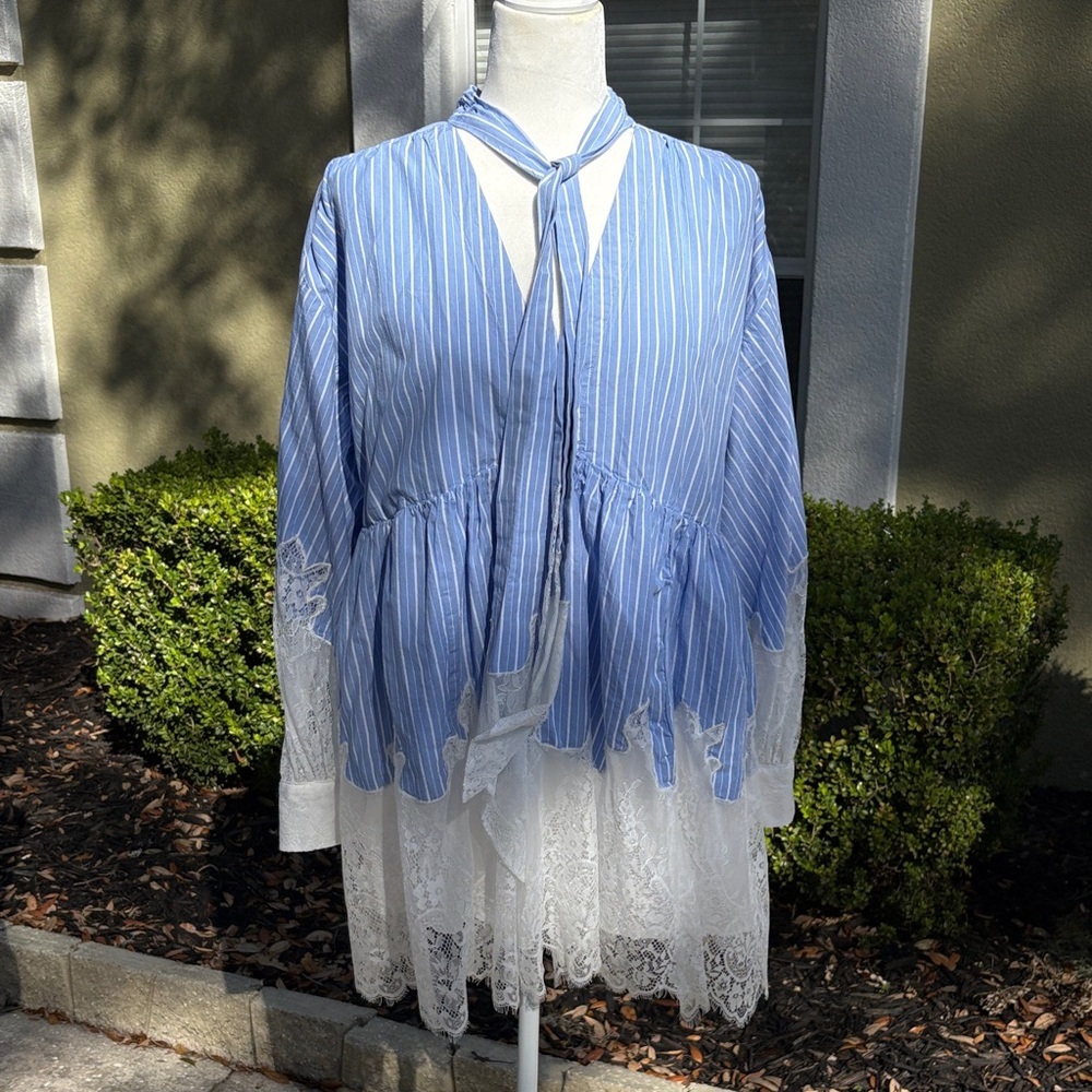 Anthropologie Maeve V-Neck Ombre Lace Mini Shirt Dress NWOT - Picture 7 of 17